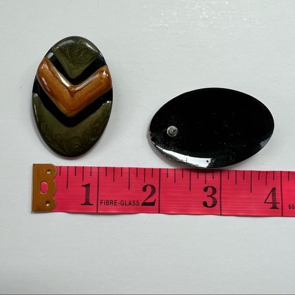 Vintage Oval Enamel Statement Earrings - Picture 2 of 4